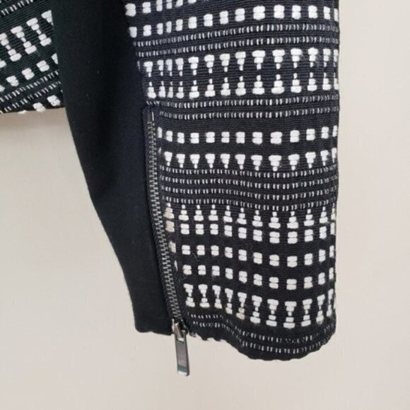 Chico's | Black & White Asymmetrical Zip Moto Jacket - Picture 9 of 10
